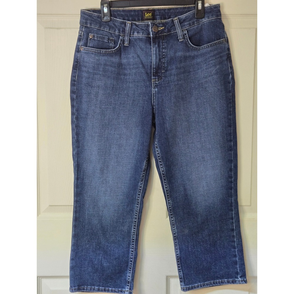 Lee Womens Premium Quality Smarter Fit Capri Jeans Dark Wash Stretch Denim 12M